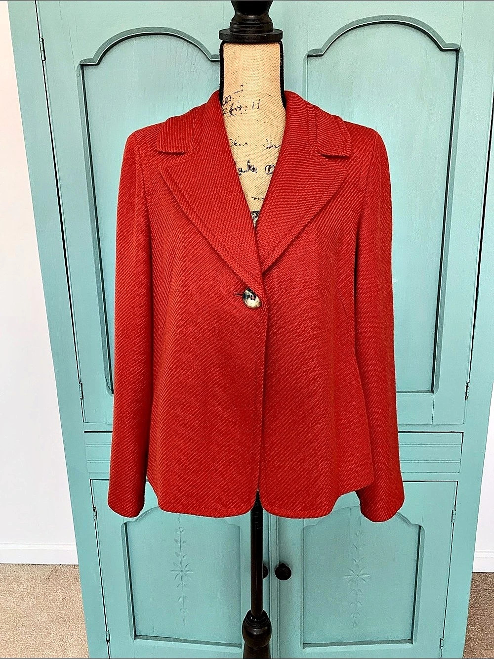 Talbots Textured Knit Blazer in Red Size 12 Like New